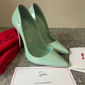 Christian Louboutin So Kate 120 Oxy Blue Patent Leather Stiletto Heel Size 35